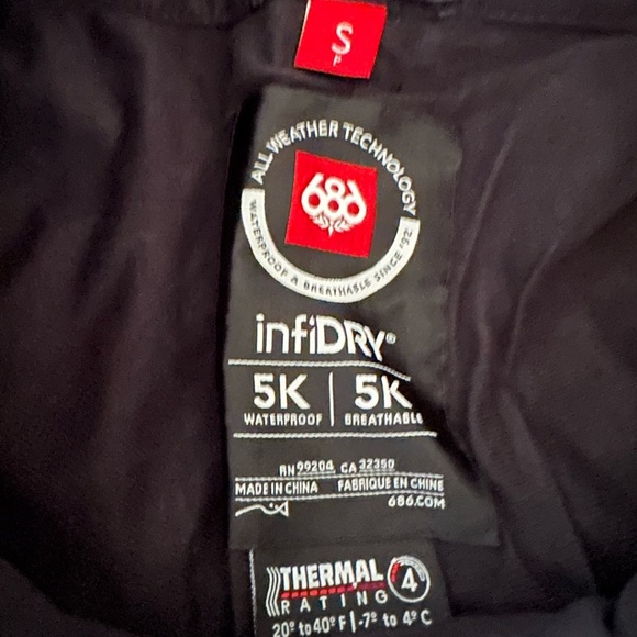 686 infiDRY Black Waterproof Snowboard lightweight Thermal Black Pants Small BNW - Picture 2 of 7